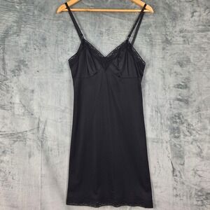Vintage Womens Slip Dress 34 Black Babydoll Y2K Whimsigoth Fairy Grunge Coquette